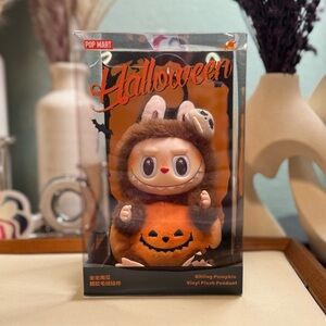NEW! POP MART Labubu Sitting Pumpkin Happy Halloween Party Series Vinyl Plush